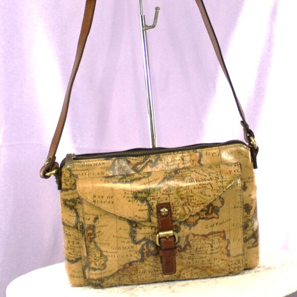 Patricia Nash Old World Map Leather Crossbody Bag with Front Buckle Pocket - Picture 4 of 12